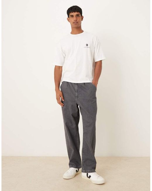 Camiseta Blanca De Corte Cuadrado Extragrande Con Estampado Gráfico De Texto De ASOS de hombre de color White