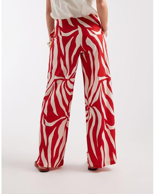 ONLY Red Wide Leg Pull On Pants