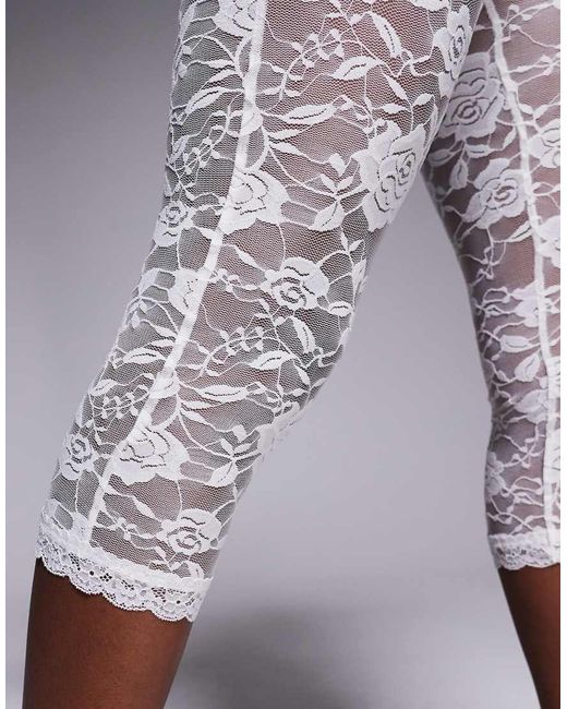 River Island White Lace Capris