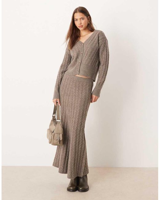 Vila Brown Cable Knit Cardigan Co-ord