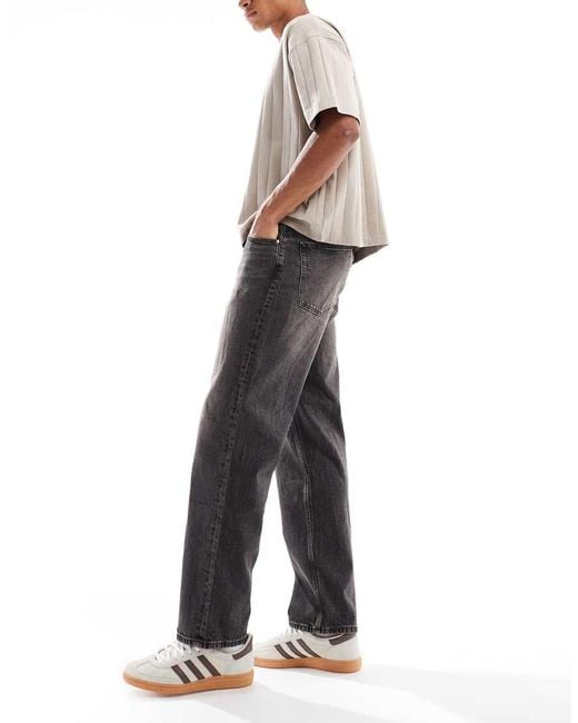 ASOS Gray Straight Fit Jeans With Yellow Tint for men