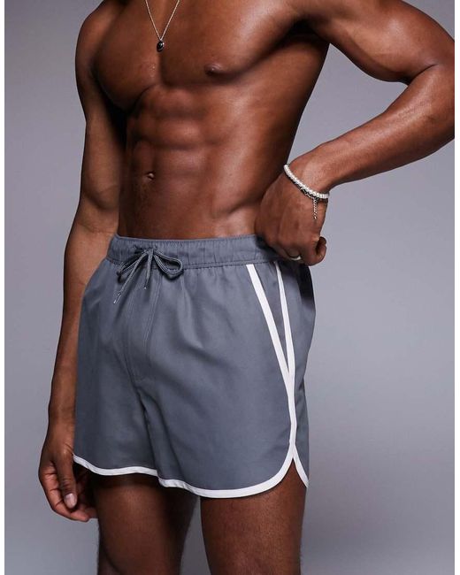 ASOS Gray Runner Swim Shorts for men