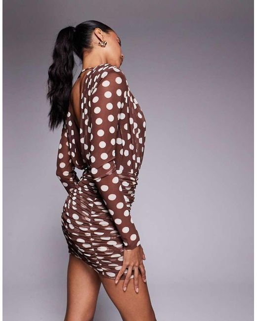 AFRM Gray Long Sleeved Plunge Mini Dress