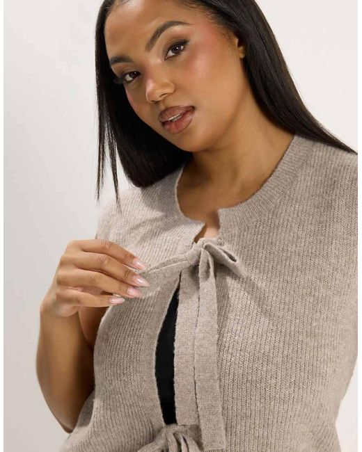 Yours Clothing Natural Double Tie Knitted Vest Top
