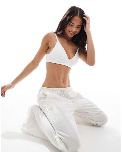 Pieces White Seamless Triangle Bra