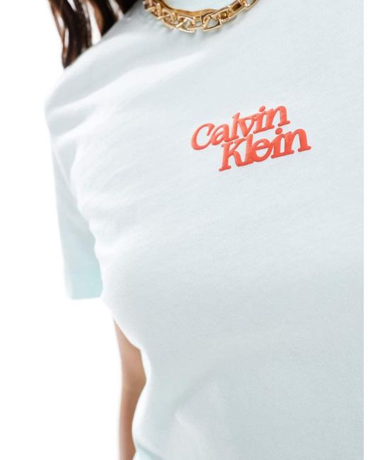 Calvin Klein White Central Script Logo T-shirt
