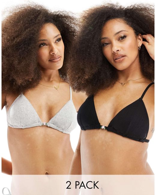 Cotton On Black Tiny Padded Bralette 2 Pack