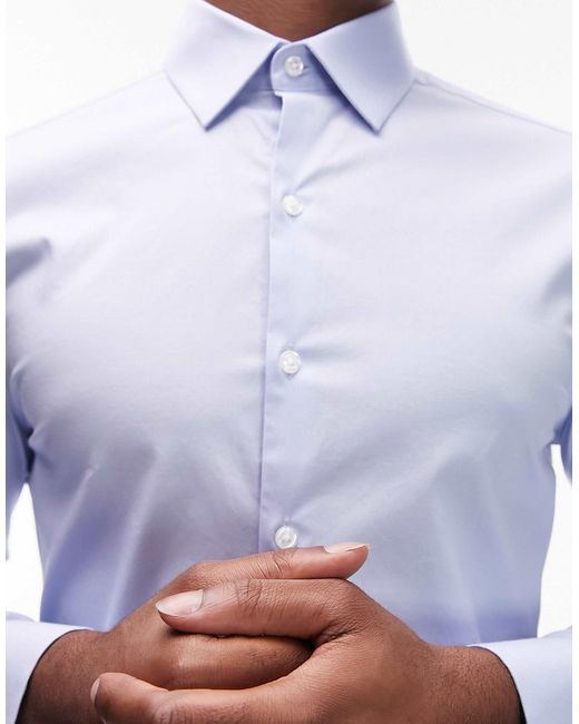 Topman White Long Sleeve Formal Slim Fit Stretch Shirt for men
