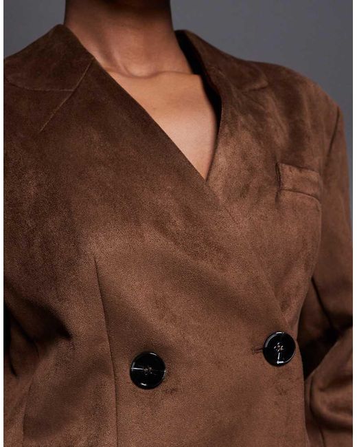 River Island Brown Collarless Suedette Blazer
