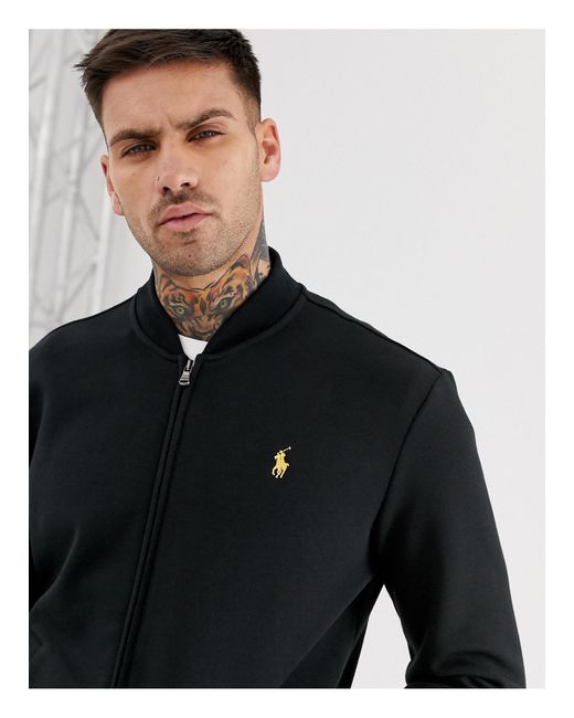 Polo Ralph Lauren & Gold Capsule Zip Through Jersey Bomber Jacket Player  Logo in Black for Men | Lyst Australia