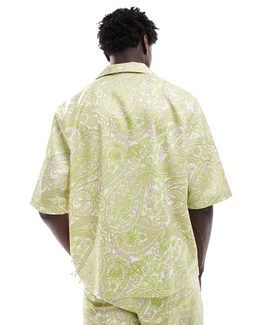 Chemise d'ensemble décontractée à coupe carrée et col à revers - imprimé cachemire ASOS pour homme en coloris Green