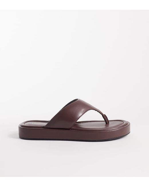 London Rebel Brown Mira Flatform Thong Sandals