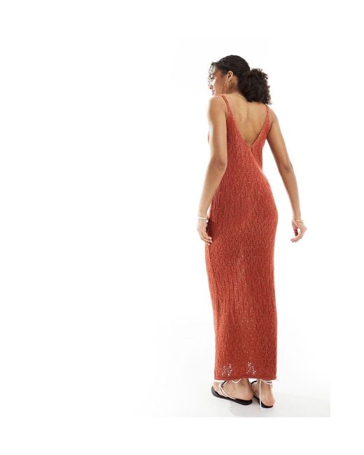 New Look Red Crochet Glitter Beach Maxi Dress