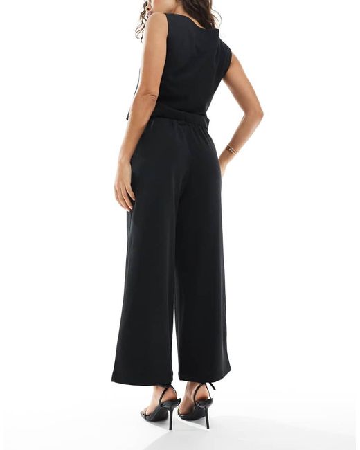 Only Petite Black Loose Fit Tailored Trousers Co-ord With String Detail