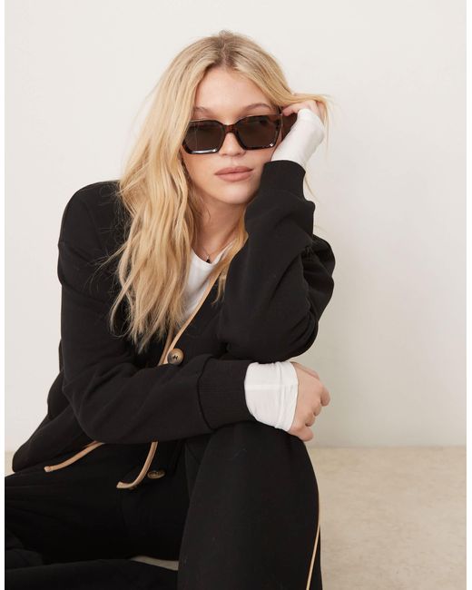 ASOS Brown – eckige sonnenbrille mit abgeschrägtem rahmen