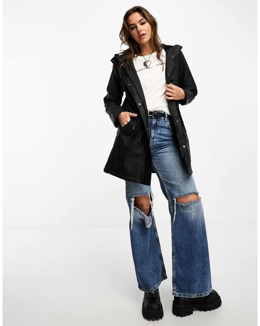 ONLY Black Lined Rain Coat