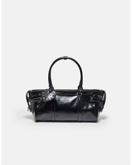 Stradivarius Black Heart Detail Shoulder Bag