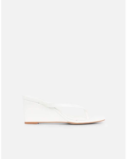 SIMMI Brown Immy Toe Post Wedge Sandals