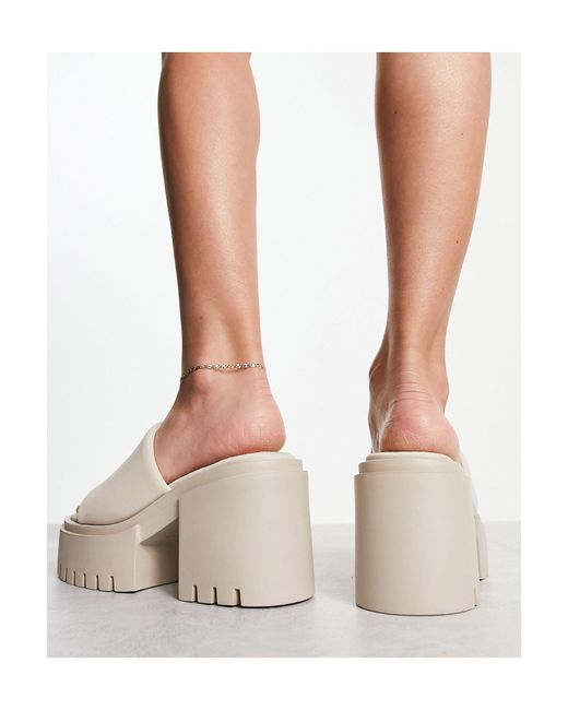 Public Desire Natural Sabeena Chunky Heeled Mules