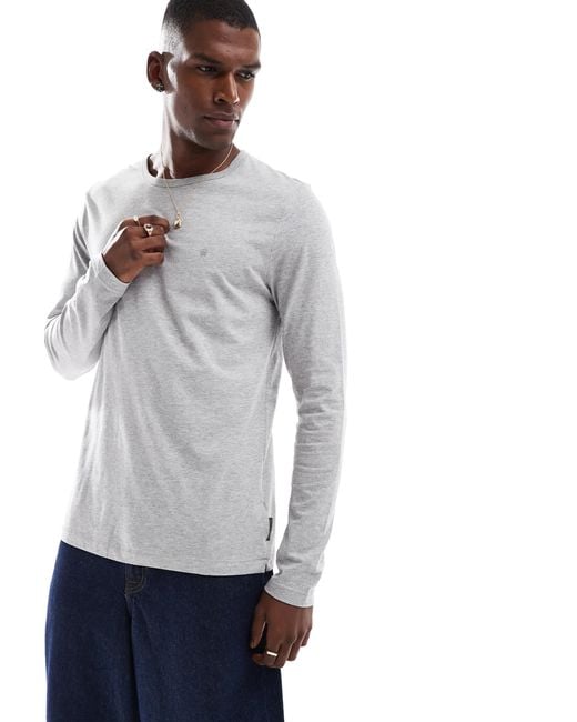 French Connection Gray French Connection Crew Neck Long Sleeve T-shirt for men