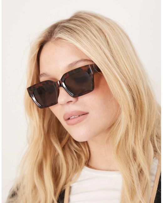 Occhiali Da Sole Squadrati Smussati Tartarugati di ASOS in Brown