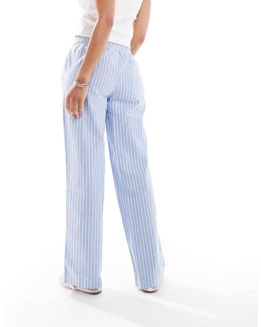 Superdry Blue Cotton Stripe Elasticated Trousers