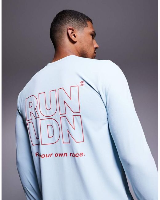 4505 Blue Run Ldn Back Print Mesh Running Long Sleeve T-shirt for men