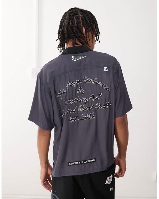 Aape by a bathing ape - chemise style workwear à manches courtes avec broderie au dos - foncé Aape By A Bathing Ape pour homme en coloris Blue