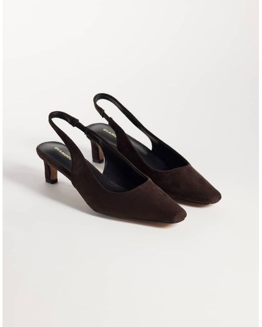 Glamorous Natural Slingback Kitten Heel Shoes