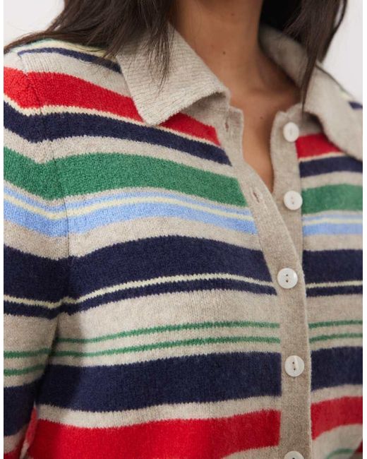 Abercrombie & Fitch Blue Cropped Knitted Collar Cardigan