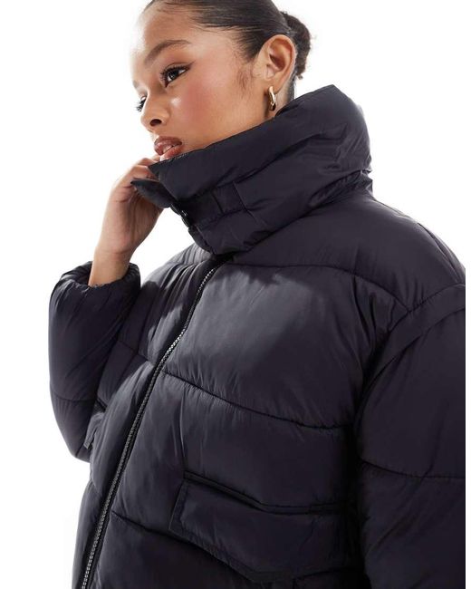 Stradivarius Blue Str Cropped Puffer Jacket