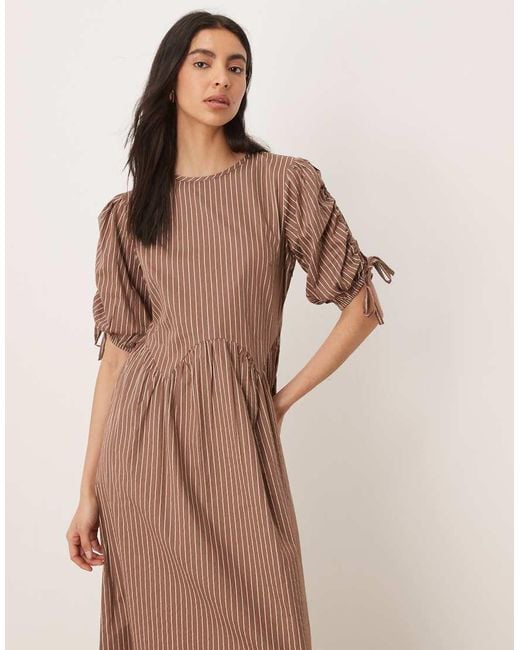 Wednesday's Girl Natural Print Tie-Shoulder Midaxi Dress