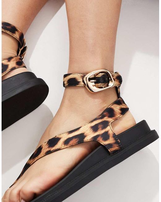 Sandali Infra-Alluce Leopardati di London Rebel in Black