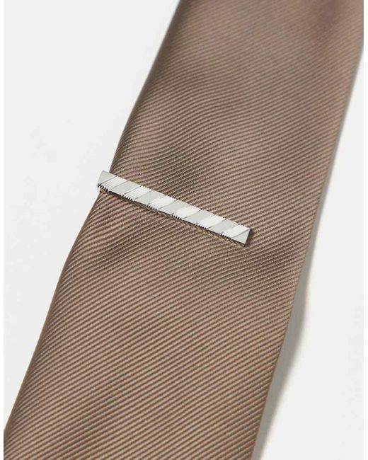 ASOS Brown 2 Pack Satin Ties With Tie Bar for men