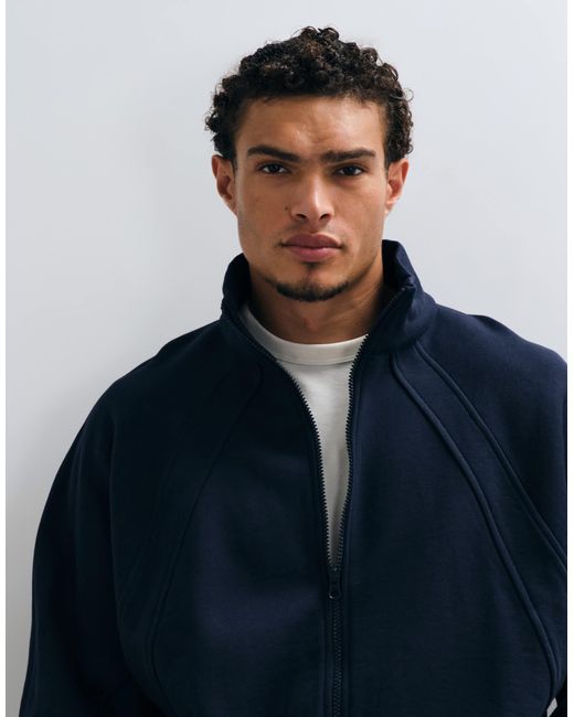 Collusion Blue Boxy Funnel Neck for men