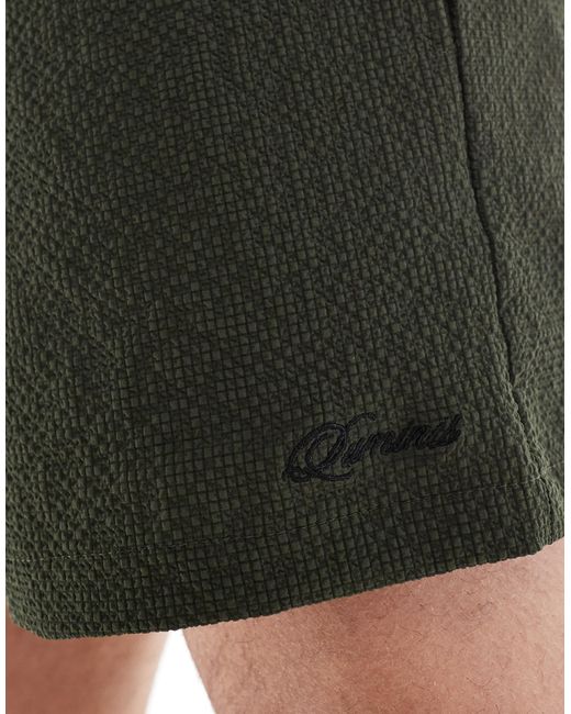 River Island White Seersucker Swim Trunks for men