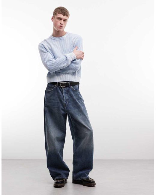 Weekday Blue Ribbed Jumper for men