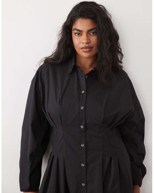 ASOS Black Asos Design Curve Cinched Detail Maxi Shirt Dress