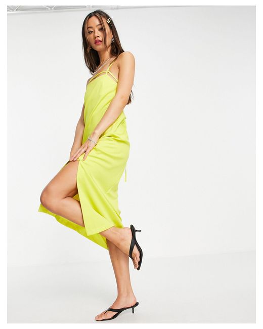yellow satin dress topshop