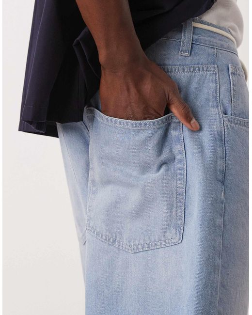 ASOS Blue Long Length Denim Jort With Drawcord for men