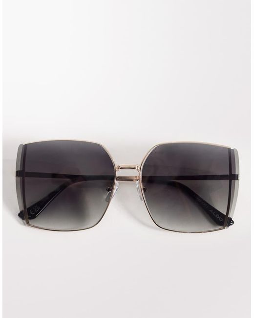 ALDO Green Leilah Oversized Rimless Sunglasses With Lenses