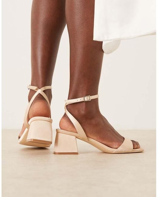 Be Mine Wide Fit Brown Bridal Ammie Low Block Heeled Sandals