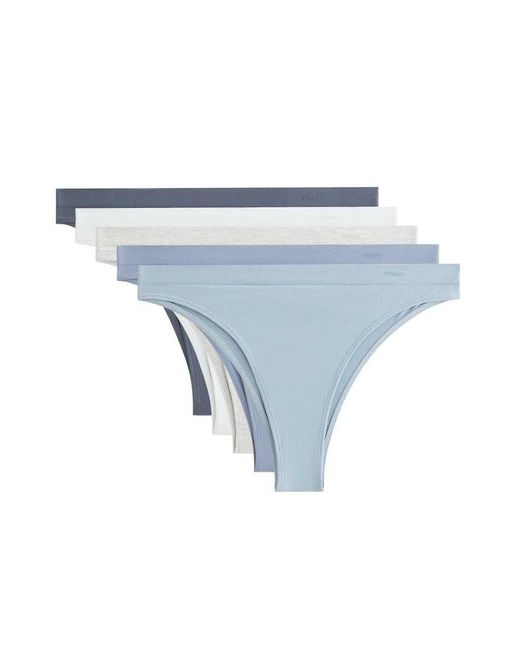 Oysho Blue 5 Seamless Brazilian Briefs