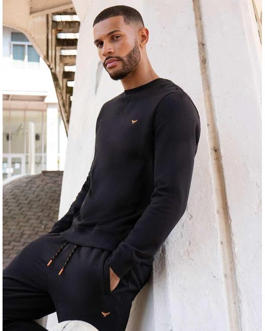 Threadbare Blue Cotton Blend Crew Neck Sweatshirt for men