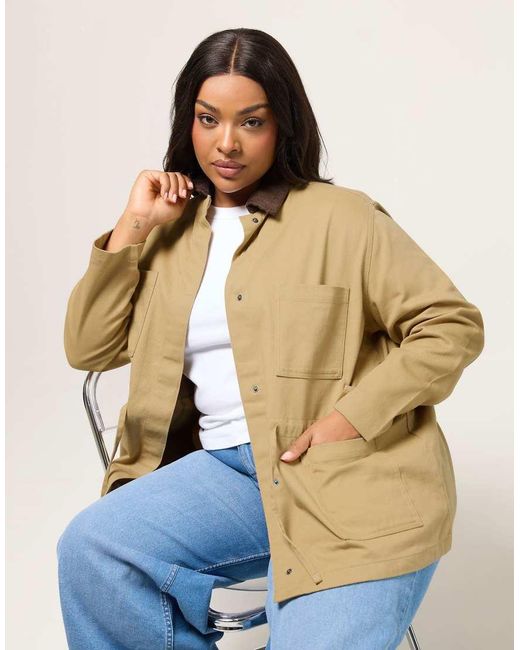 Yours Clothing Blue Woven Carpenter Jacket