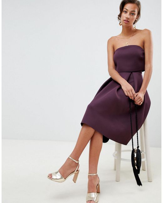 bandeau crop top prom midi dress