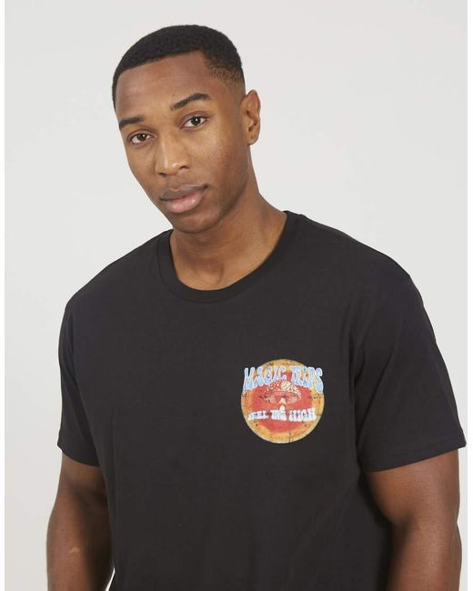Brave Soul Black Cotton Crew Neck Oversized Graphic T-Shirt for men