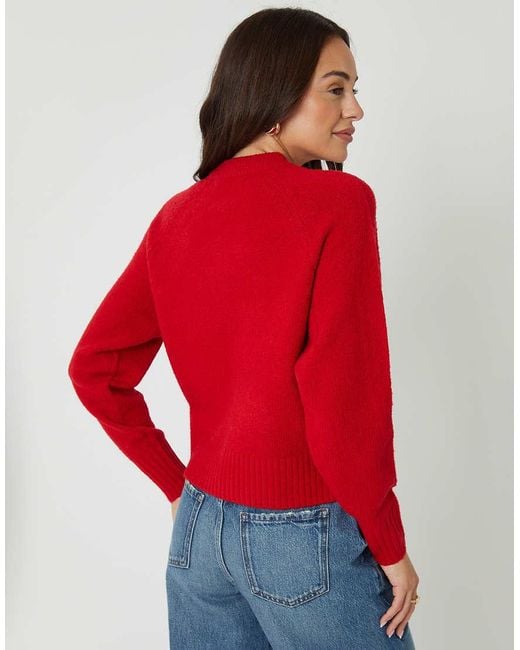 Threadbare Red Button Up Knitted Cardigan