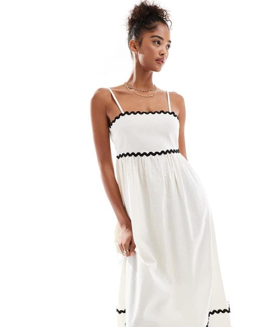 Wednesday's Girl White Contrast Trim Maxi Dress