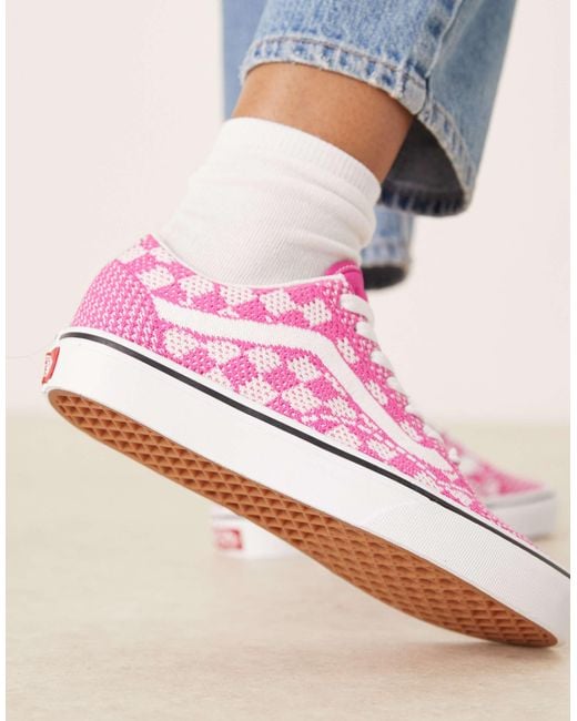 Vans Blue – old skool ek – sneaker mit gestricktem obermaterial und schachbrettmuster